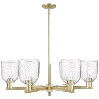 Innovations Lighting Arcadia Bella 35"w 6 Light Brass Stem Hung Chandelier With Seedy Shade