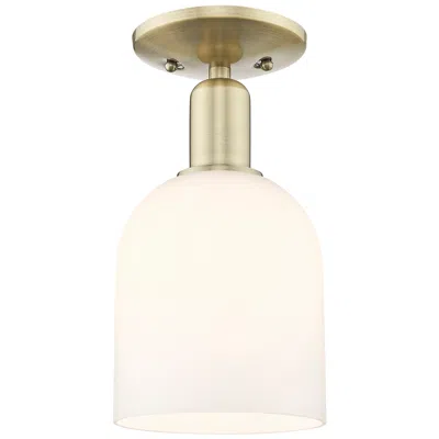 Innovations Lighting Arcadia Bella 6" Wide Antique Brass Semi.flush Mount With White Shade