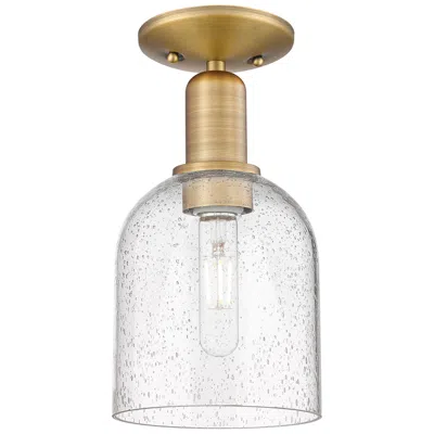 Innovations Lighting Arcadia Bella 6" Wide Brushed Brass Semi.flush Mount With Seedy Shade