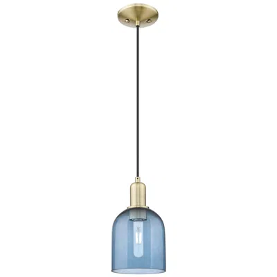 Innovations Lighting Arcadia Bella 6"w Antique Brass Cord Hung Mini Pendant With Blue Shade