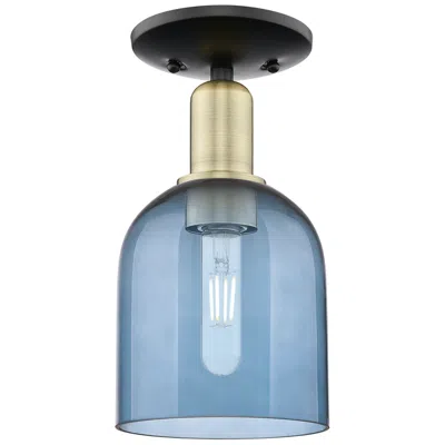 Innovations Lighting Arcadia Bella 6"w Black Antique Brass Semi.flush Mount With Blue Shade
