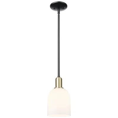 Innovations Lighting Arcadia Bella 6"w Black Brass Stem Hung Mini Pendant W/ White Shade