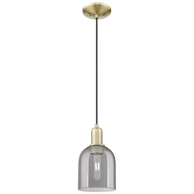 Innovations Lighting Arcadia Bella 6"w Brass Cord Hung Mini Pendant With Light Smoke Shade