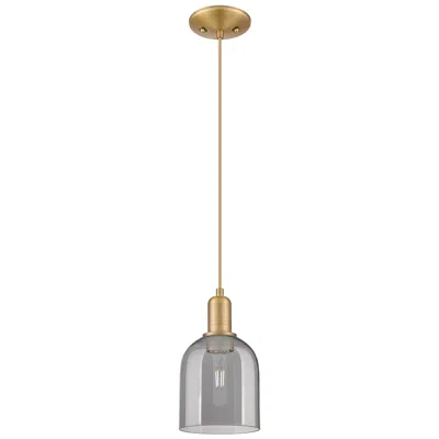 Innovations Lighting Arcadia Bella 6"w Brushed Brass Cord Mini Pendant W/ Light Smoke Shade