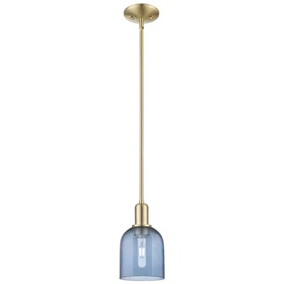 Innovations Lighting Arcadia Bella 6"w Champagne Bronze Stem Mini Pendant W/ Blue Shade