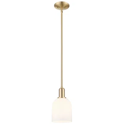 Innovations Lighting Arcadia Bella 6"w Champagne Bronze Stem Mini Pendant W/ White Shade