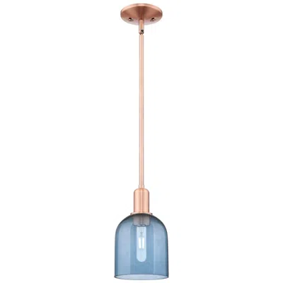 Innovations Lighting Arcadia Bella 6"w Copper Stem Hung Mini Pendant With Blue Shade