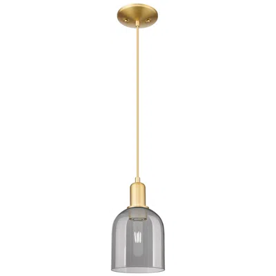 Innovations Lighting Arcadia Bella 6"w Gold Cord Hung Mini Pendant W/ Light Smoke Shade