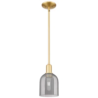 Innovations Lighting Arcadia Bella 6"w Gold Stem Hung Mini Pendant W/ Light Smoke Shade