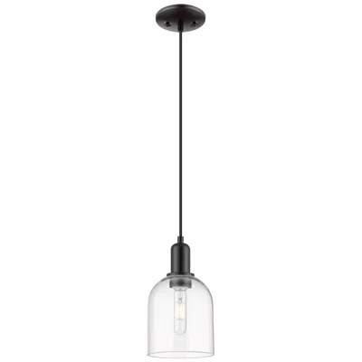 Innovations Lighting Arcadia Bella 6"w Matte Black Cord Hung Mini Pendant With Clear Shade