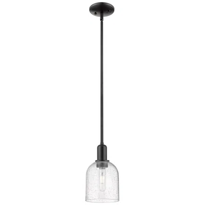 Innovations Lighting Arcadia Bella 6"w Matte Black Stem Hung Mini Pendant With Seedy Shade