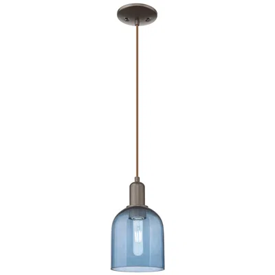 Innovations Lighting Arcadia Bella 6"w Oiled Bronze Cord Hung Mini Pendant W/ Blue Shade In Black