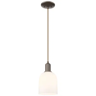 Innovations Lighting Arcadia Bella 6"w Oiled Bronze Cord Hung Mini Pendant W/ White Shade