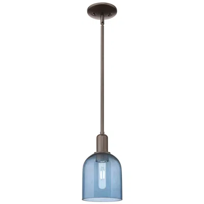 Innovations Lighting Arcadia Bella 6"w Oiled Bronze Stem Hung Mini Pendant W/ Blue Shade