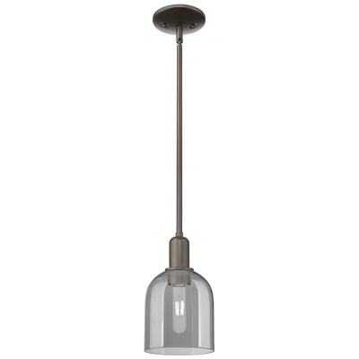 Innovations Lighting Arcadia Bella 6"w Oiled Bronze Stem Mini Pendant W/ Light Smoke Shade