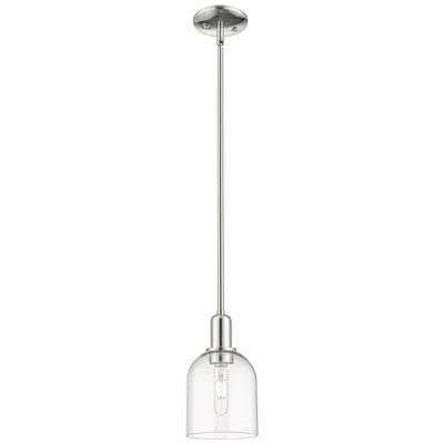 Innovations Lighting Arcadia Bella 6"w Polished Nickel Stem Mini Pendant W/ Clear Shade