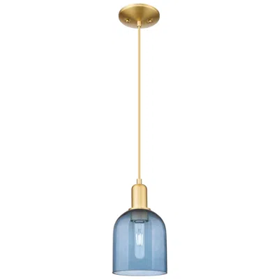 Innovations Lighting Arcadia Bella 6"w Satin Gold Cord Hung Mini Pendant With Blue Shade