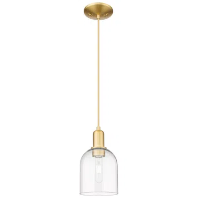 Innovations Lighting Arcadia Bella 6"w Satin Gold Cord Hung Mini Pendant With Clear Shade
