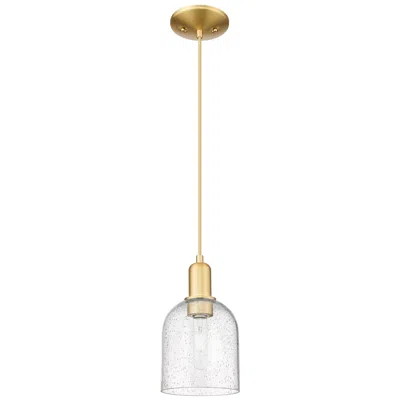 Innovations Lighting Arcadia Bella 6"w Satin Gold Cord Hung Mini Pendant With Seedy Shade
