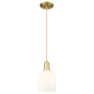 Innovations Lighting Arcadia Bella 6"w Satin Gold Cord Hung Mini Pendant With White Shade