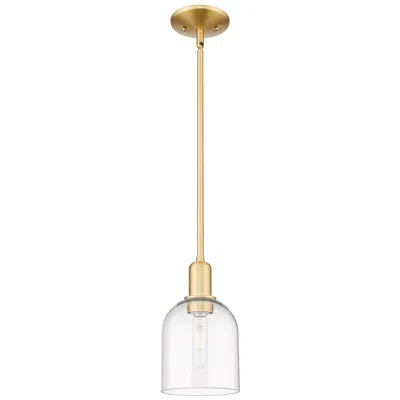 Innovations Lighting Arcadia Bella 6"w Satin Gold Stem Hung Mini Pendant With Clear Shade