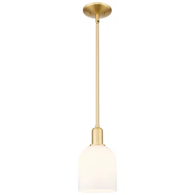 Innovations Lighting Arcadia Bella 6"w Satin Gold Stem Hung Mini Pendant With White Shade