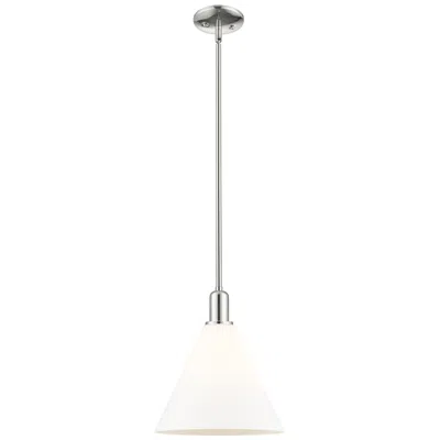 Innovations Lighting Arcadia Berkshire 12"w Polished Nickel Stem Pendant W/ White Shade