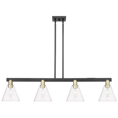 Innovations Lighting Arcadia Berkshire 51"w 4-lt Black Brass Stem Island Light W/ Clear Shade