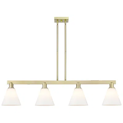 Innovations Lighting Arcadia Berkshire 51"w 4-lt Brass Stem Island Light W/ White Shade
