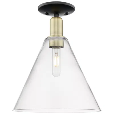 Innovations Lighting Arcadia Berkshire Glass 12"w Black Brass Semi-flush W/ Clear Shade