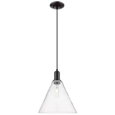 Innovations Lighting Arcadia Berkshire Glass 12"w Black Cord Mini Pendant W/ Clear Shade