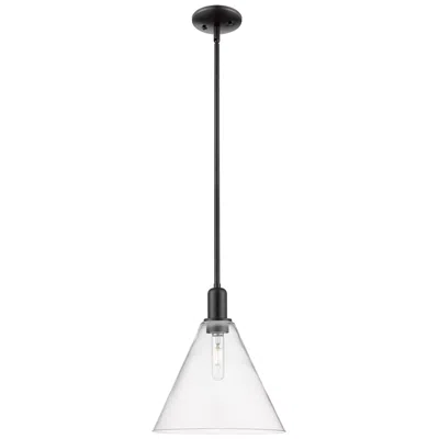 Innovations Lighting Arcadia Berkshire Glass 12"w Black Stem Mini Pendant W/ Clear Shade