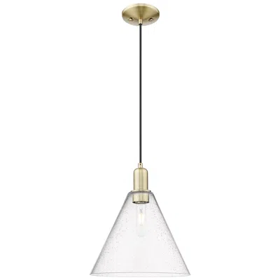 Innovations Lighting Arcadia Berkshire Glass 12"w Brass Cord Mini Pendant W/ Seedy Shade