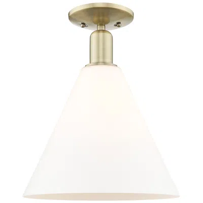 Innovations Lighting Arcadia Berkshire Glass 12"w Brass Semi-flush W/ Matte White Shade