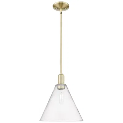 Innovations Lighting Arcadia Berkshire Glass 12"w Brass Stem Mini Pendant W/ Clear Shade