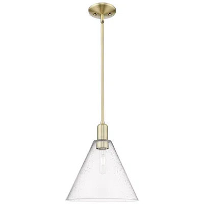 Innovations Lighting Arcadia Berkshire Glass 12"w Brass Stem Mini Pendant W/ Seedy Shade