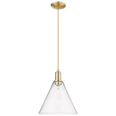 Innovations Lighting Arcadia Berkshire Glass 12"w Bronze Cord Mini Pendant W/ Seedy Shade