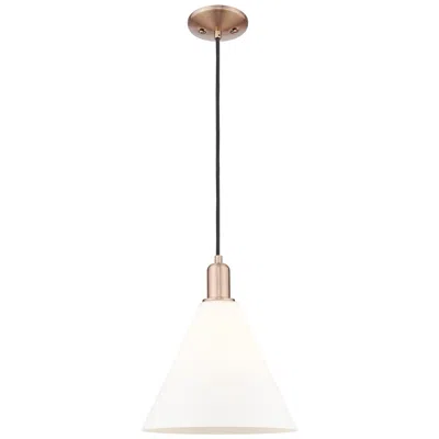 Innovations Lighting Arcadia Berkshire Glass 12"w Copper Cord Pendant W/ Matte White Shade