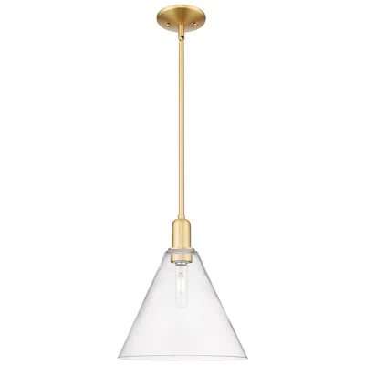 Innovations Lighting Arcadia Berkshire Glass 12"w Gold Stem Mini Pendant W/ Clear Shade