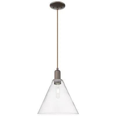Innovations Lighting Arcadia Berkshire Glass 12"w Oiled Bronze Cord Pendant W/ Clear Shade