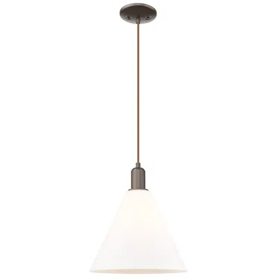 Innovations Lighting Arcadia Berkshire Glass 12"w Oiled Bronze Cord Pendant W/ White Shade