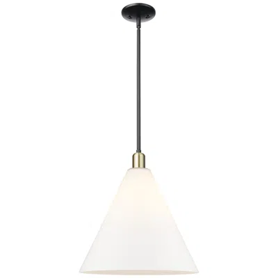 Innovations Lighting Arcadia Berkshire Glass 16"w Black Brass Stem Pendant W/ White Shade