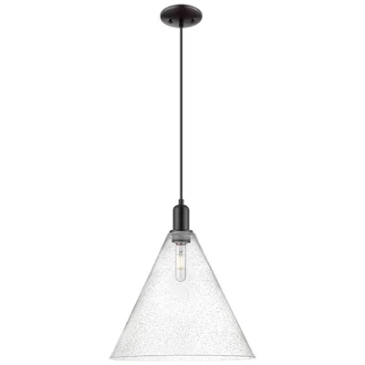 Innovations Lighting Arcadia Berkshire Glass 16"w Black Cord Mini Pendant W/ Seedy Shade