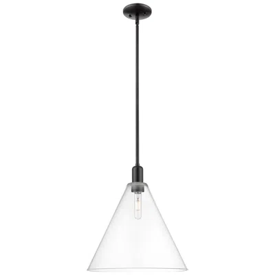 Innovations Lighting Arcadia Berkshire Glass 16"w Black Stem Mini Pendant W/ Clear Shade