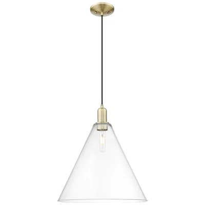 Innovations Lighting Arcadia Berkshire Glass 16"w Brass Cord Mini Pendant W/ Clear Shade