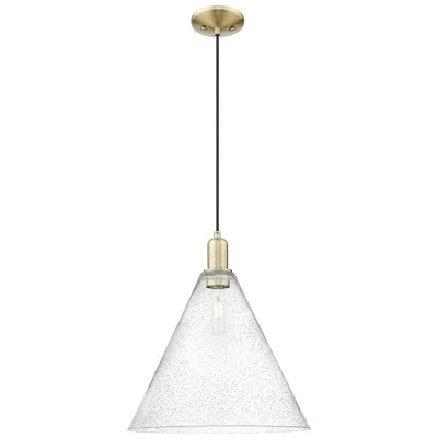 Innovations Lighting Arcadia Berkshire Glass 16"w Brass Cord Mini Pendant W/ Seedy Shade