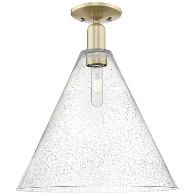 Innovations Lighting Arcadia Berkshire Glass 16"w Brass Semi.flush Mount With Seedy Shade