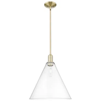 Innovations Lighting Arcadia Berkshire Glass 16"w Brass Stem Mini Pendant W/ Clear Shade