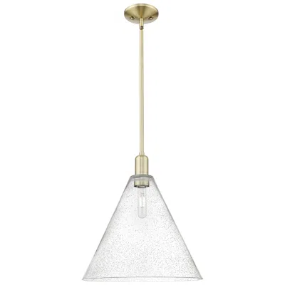 Innovations Lighting Arcadia Berkshire Glass 16"w Brass Stem Mini Pendant W/ Seedy Shade