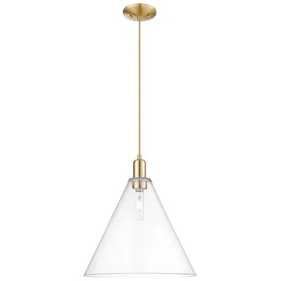 Innovations Lighting Arcadia Berkshire Glass 16"w Bronze Cord Mini Pendant W/ Clear Shade